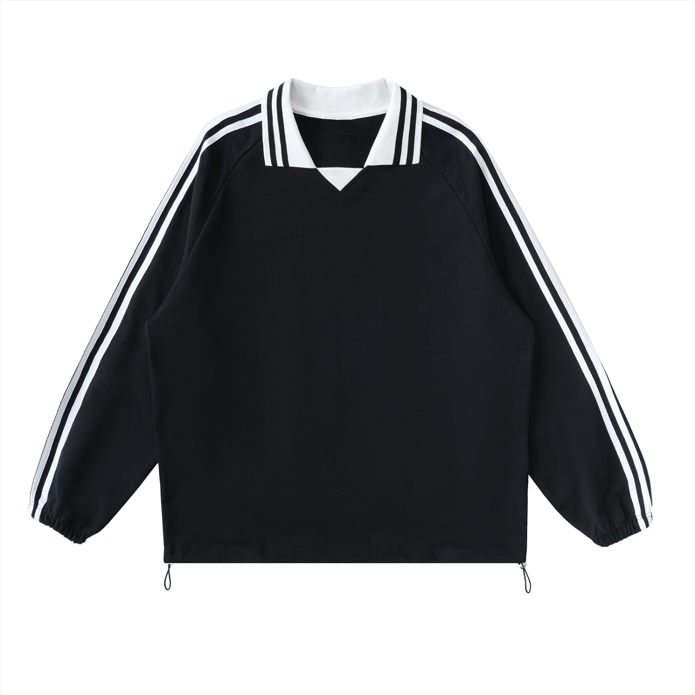 A.J Collective Contrast Striped Lapel Collar Sweatshirt