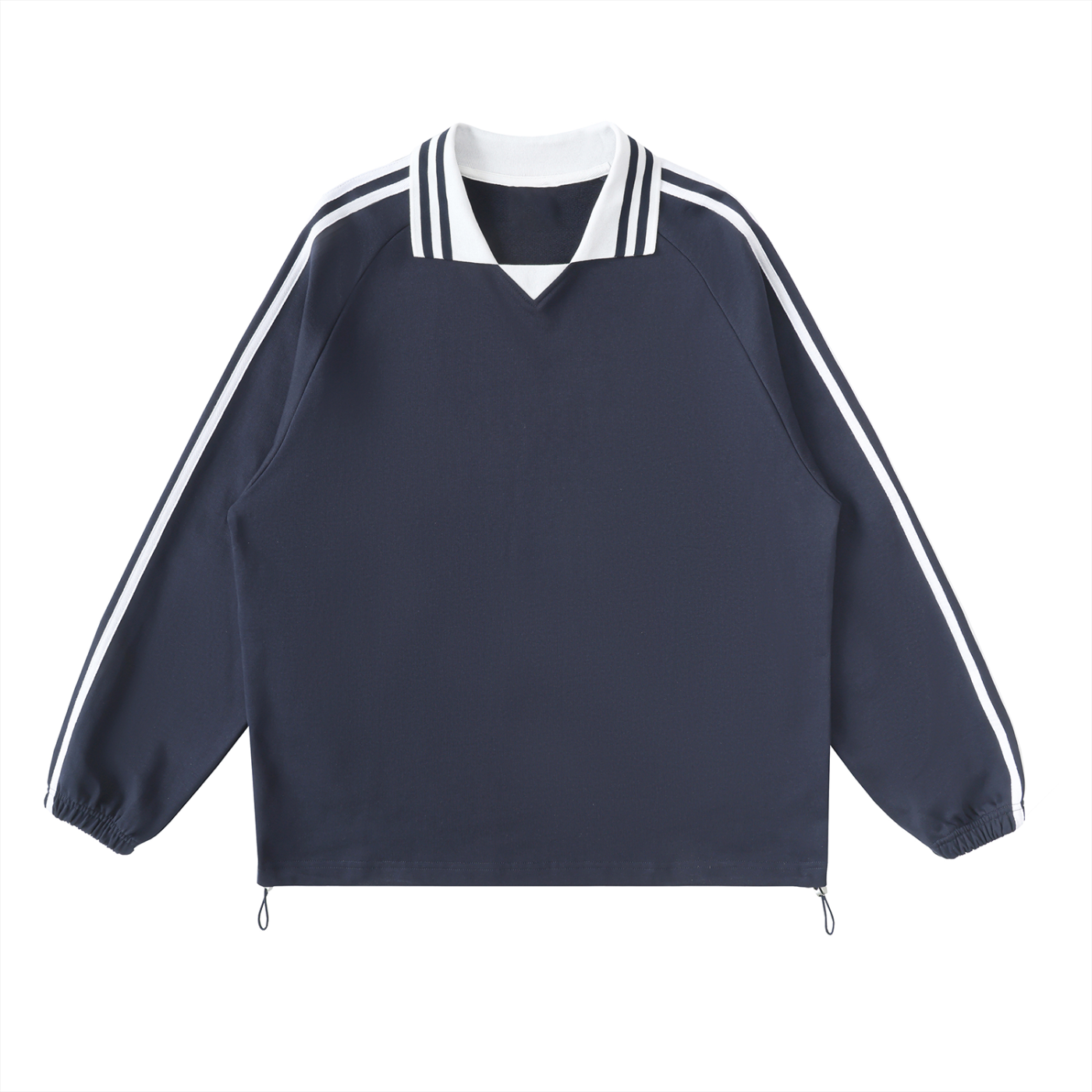 A.J Collective Contrast Striped Lapel Collar Sweatshirt
