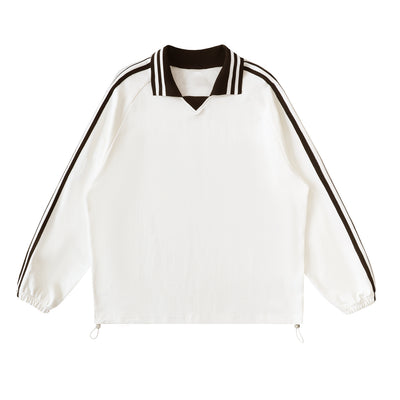 A.J Collective Contrast Striped Lapel Collar Sweatshirt